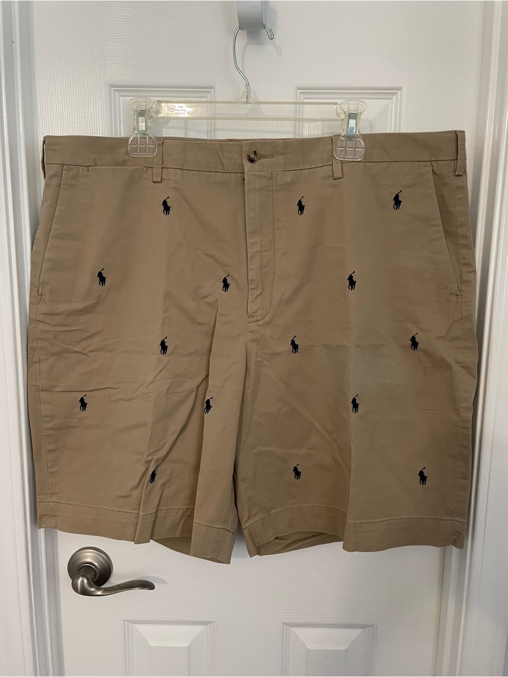 Polo by Ralph Lauren Khaki Shorts with Navy Embroidered Polo Players